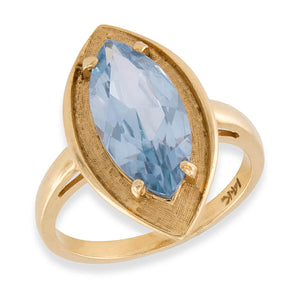 Estate 14k Blue Topaz Navette Ring
