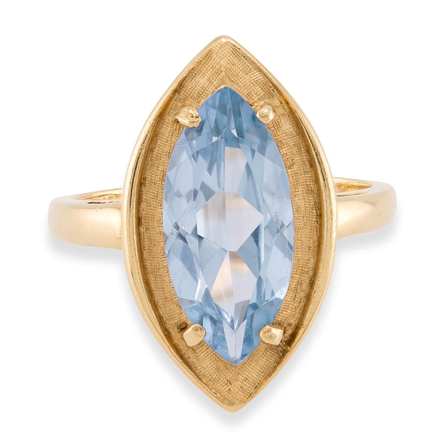 Estate 14k Topaz Navette Ring