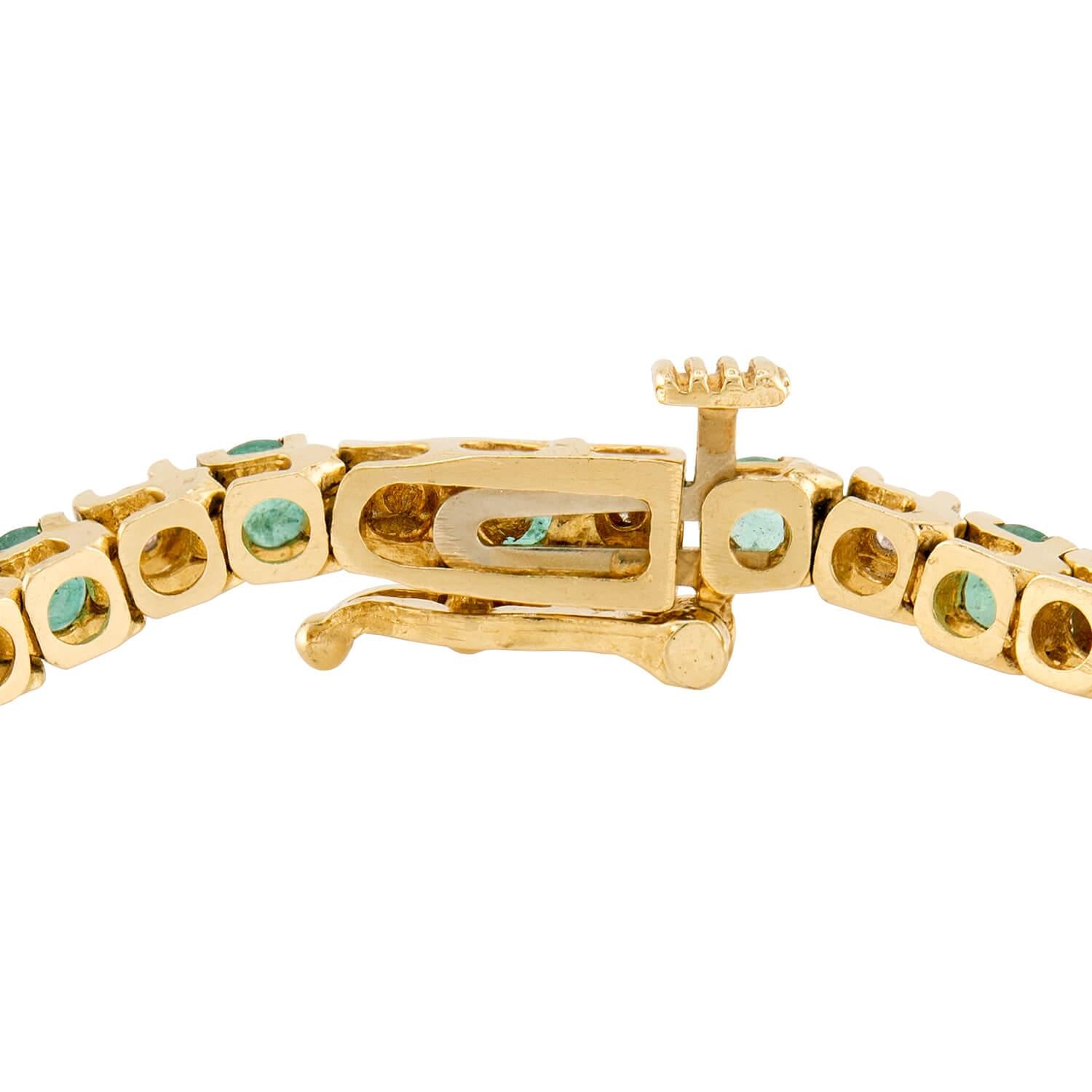 Estate 14k Emerald & Diamond Tennis Bracelet
