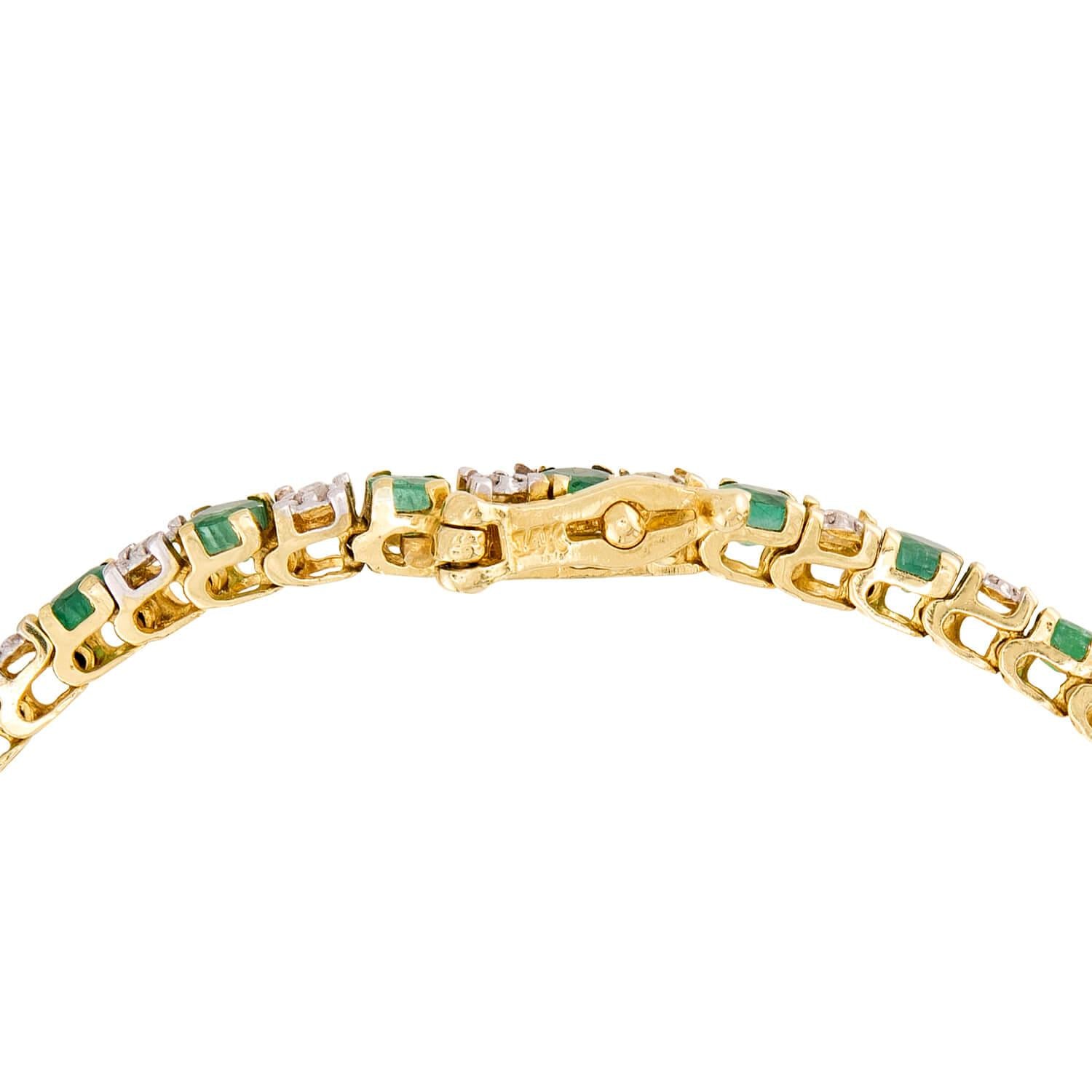 Estate 14k Emerald & Diamond Tennis Bracelet