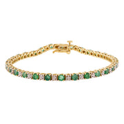 Estate 14k Emerald & Diamond Tennis Bracelet