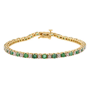 Estate 14k Emerald & Diamond Tennis Bracelet