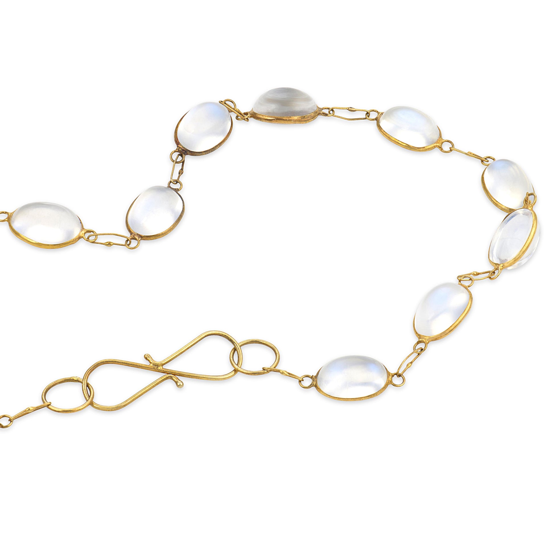 Estate 18k Moonstone Link Drop Necklace
