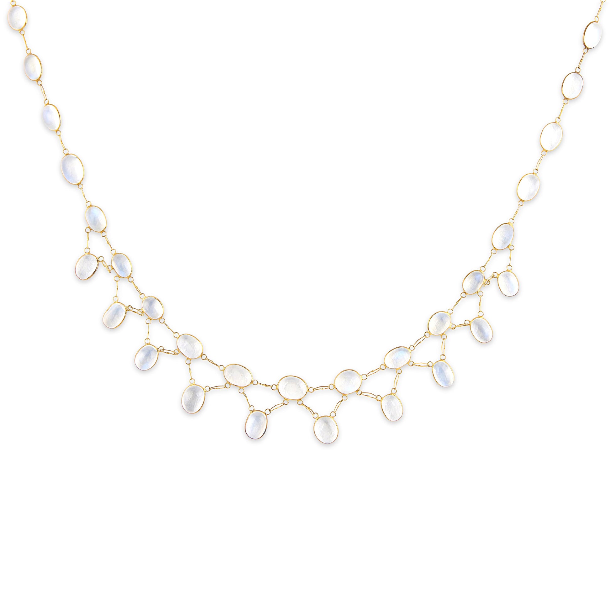 Estate 18k Moonstone Link Drop Necklace