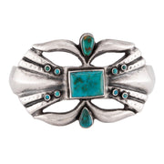 Vintage Native American Sterling Silver Turquoise Cuff Bracelet