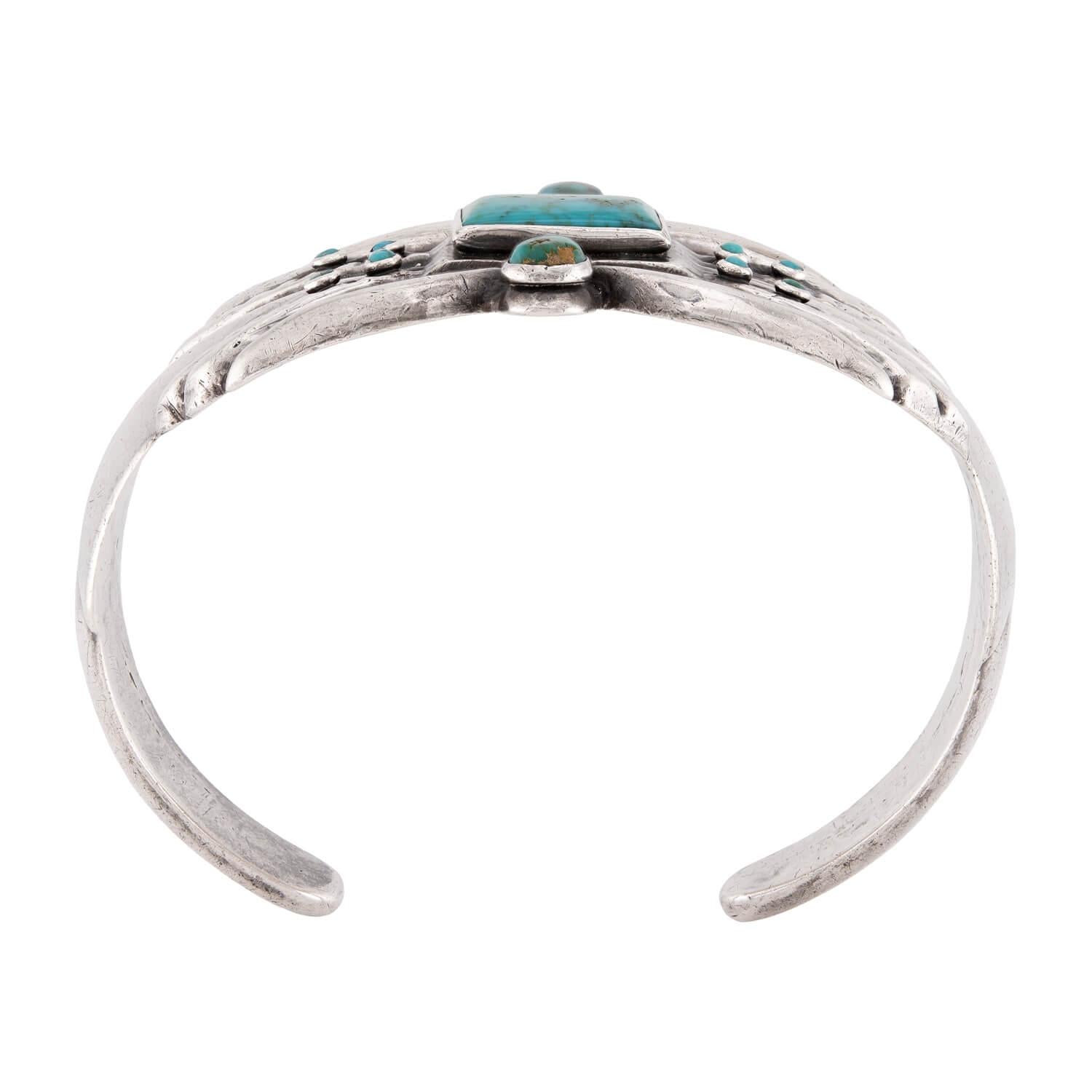 Vintage Native American Sterling Silver Turquoise Cuff Bracelet