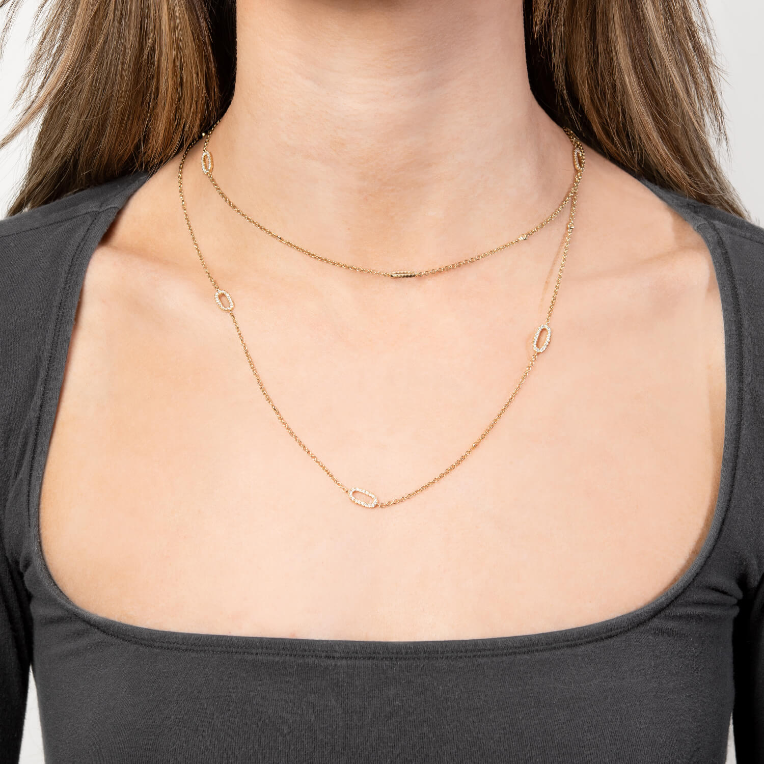 Estate 14k Diamond Link Necklace 36"