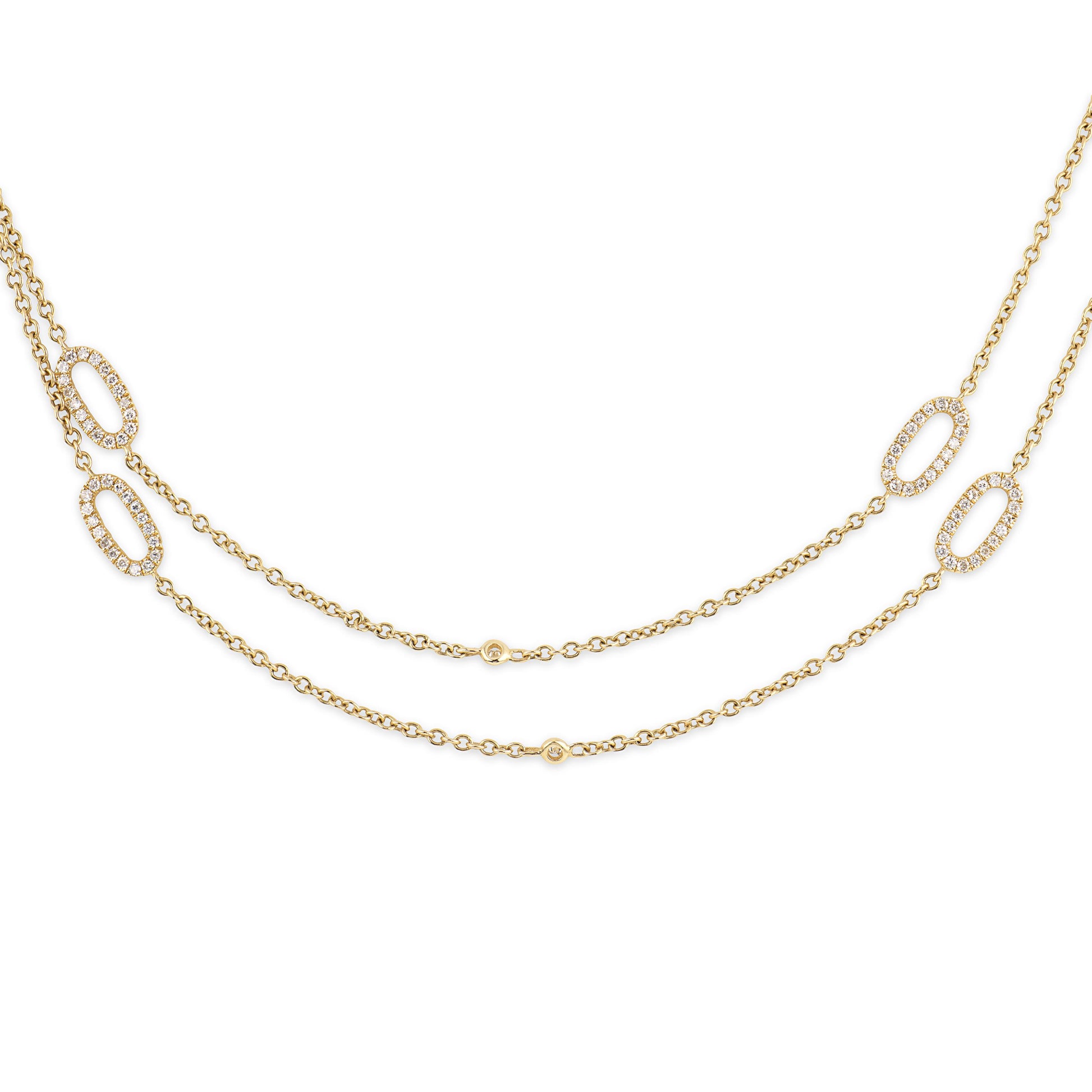 Estate 14k Diamond Link Necklace 36"