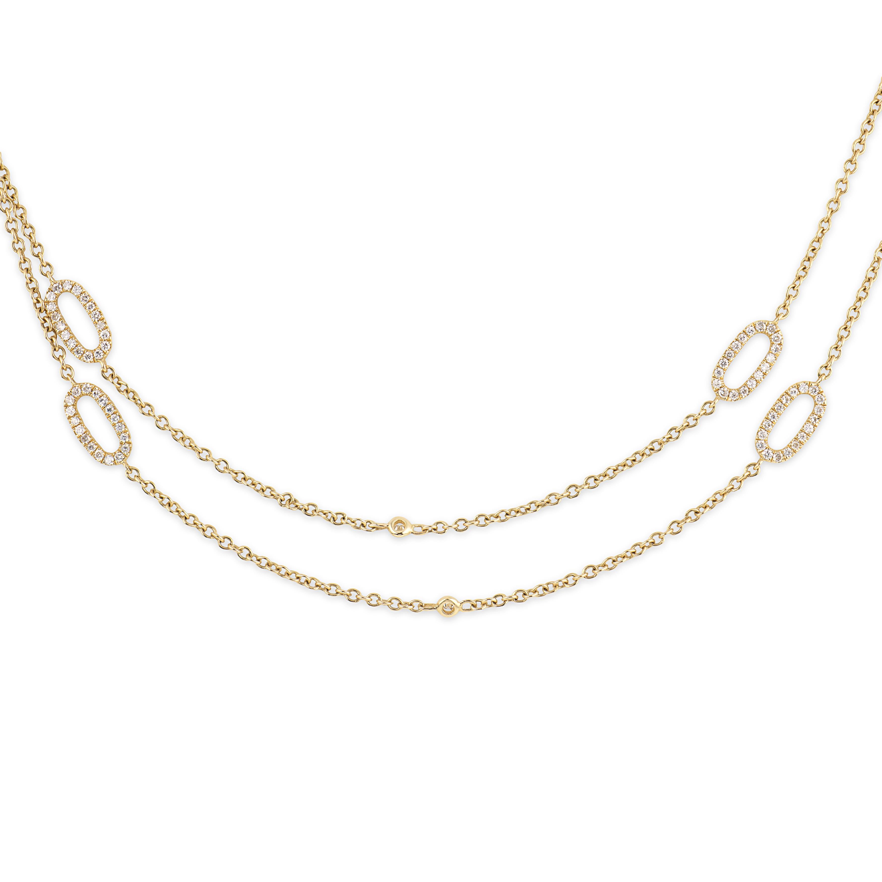 Estate 14k Diamond Link Necklace 36"