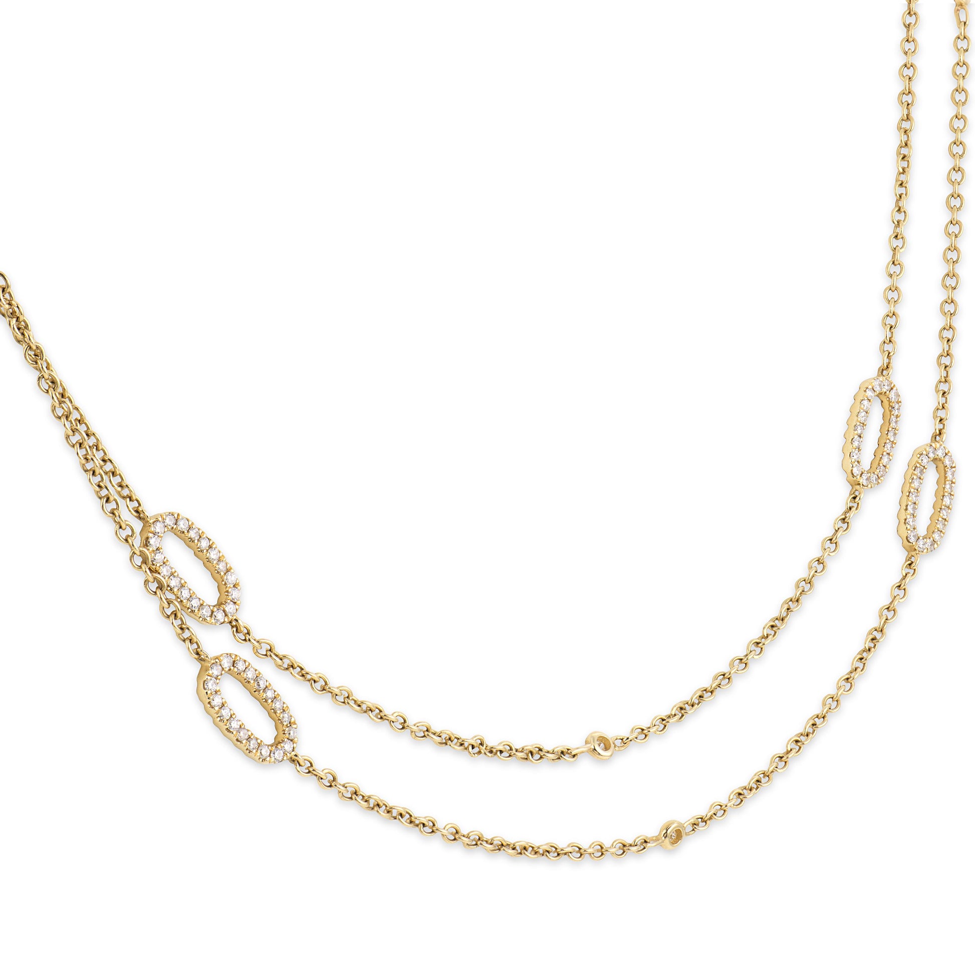 Estate 14k Diamond Link Necklace 36"