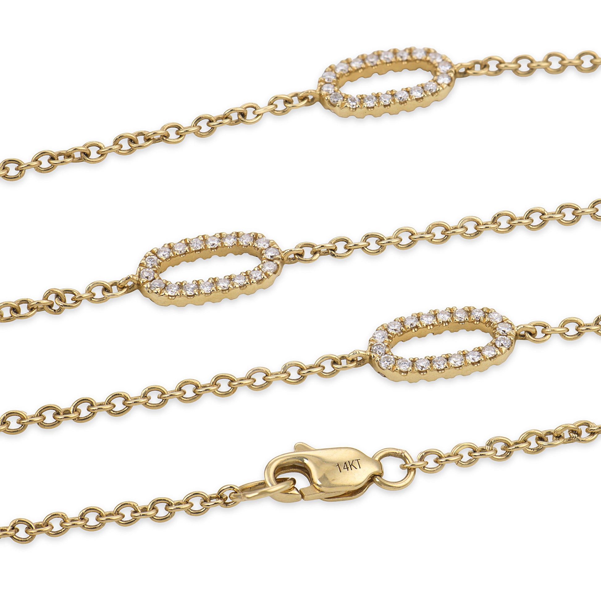 Estate 14k Diamond Link Necklace 36"