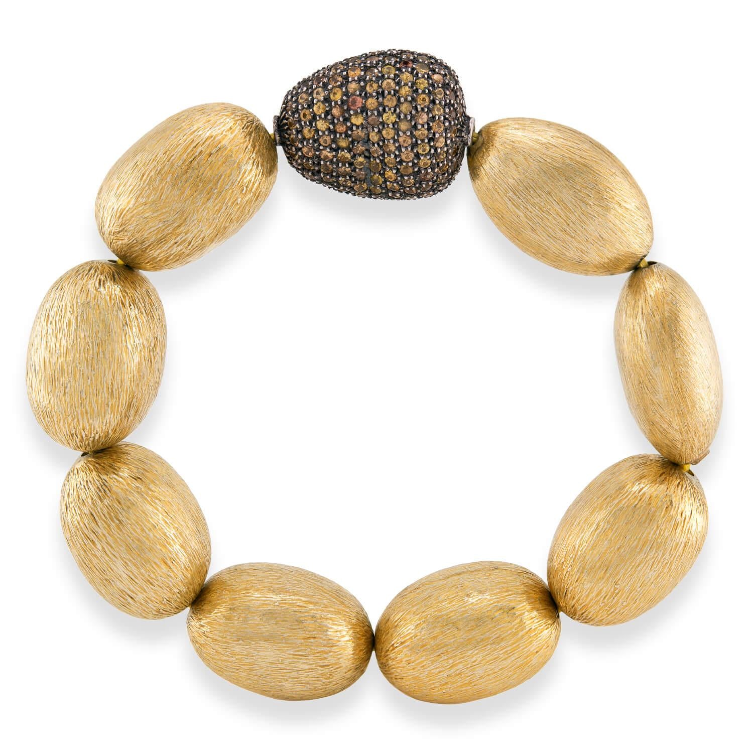 Estate 18k Vermeil/Sterling Silver Diamond Nugget Bracelet