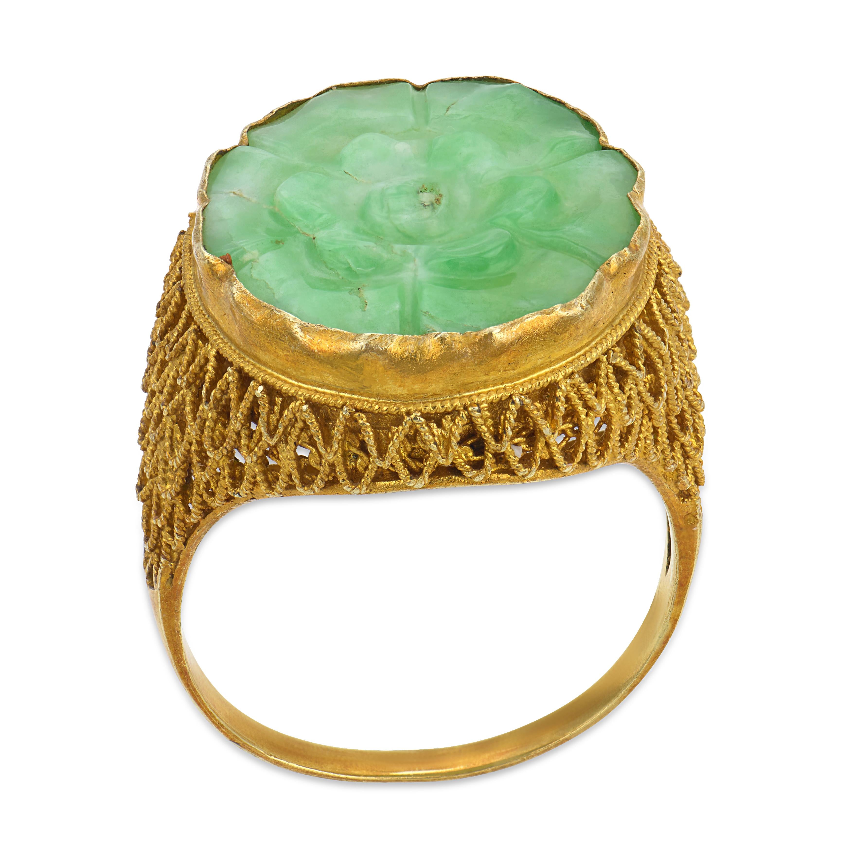 Estate 14k Jade Ring