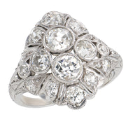 Art Deco Platinum Diamond Navette Ring