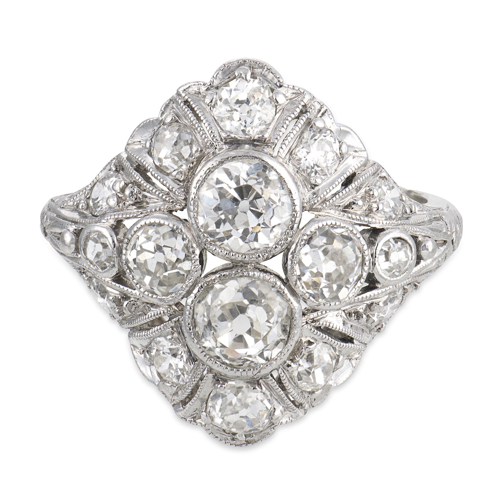 Art Deco Platinum Diamond Navette Ring
