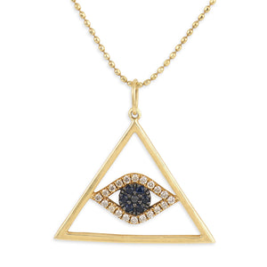 Estate 14k Sapphire & Diamond "Eye of Providence" Necklace