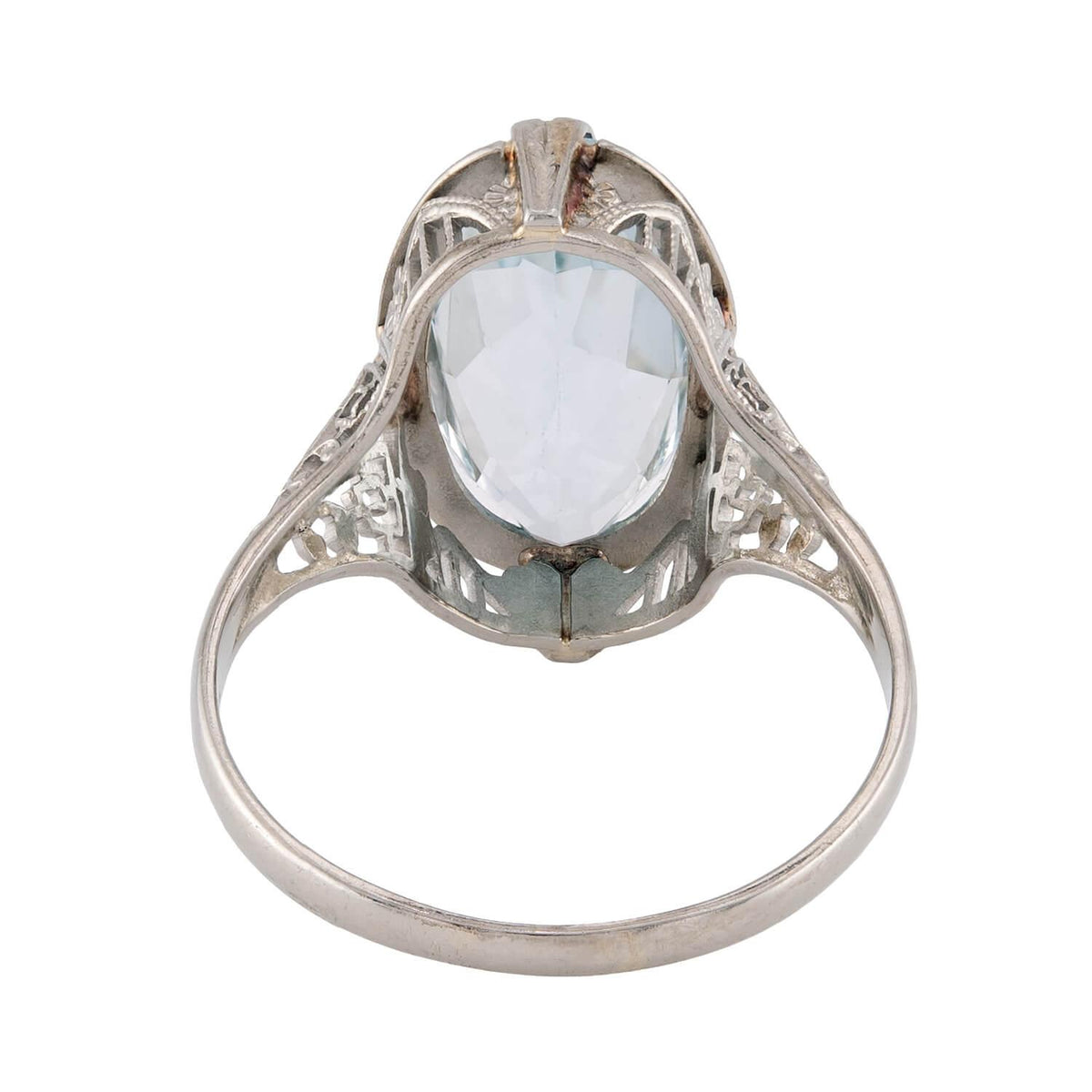 Art Deco 18k Aqua Navette Ring