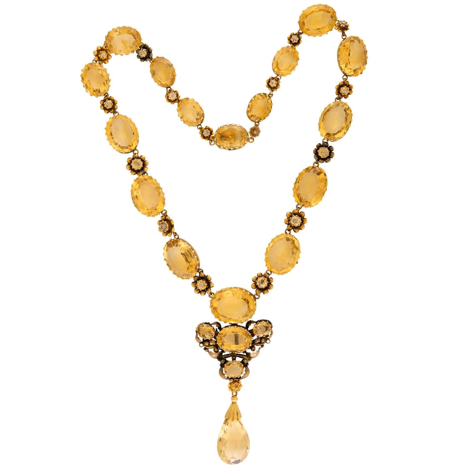 Victorian 18k Citrine Convertible Riviera Necklace