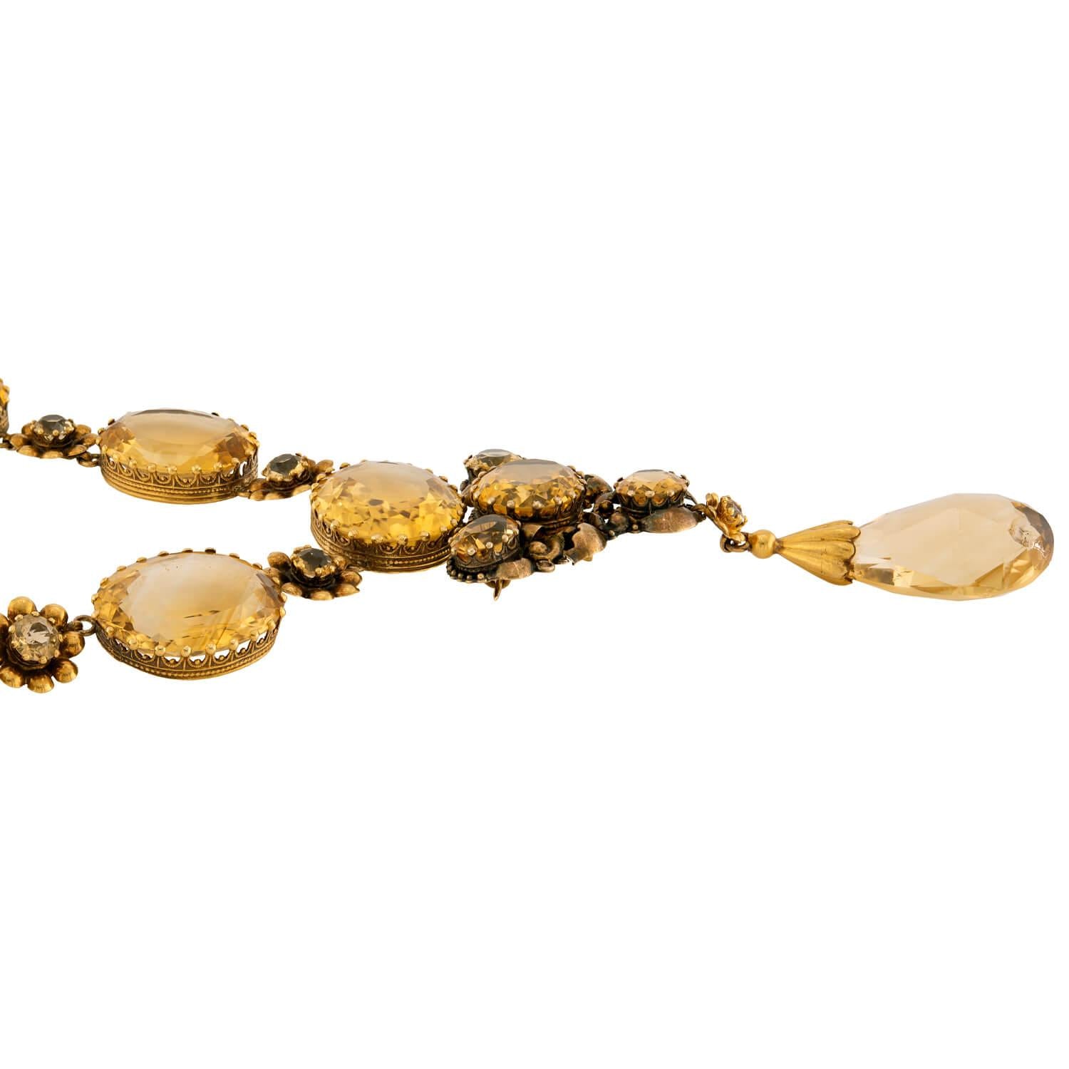 Victorian 18k Citrine Convertible Riviera Necklace