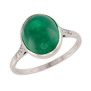 Edwardian Platinum Emerald & Diamond Ring