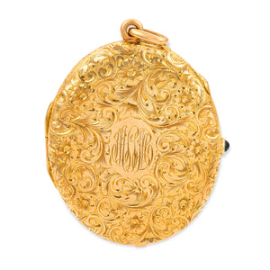 Victorian 14k Huge Sapphire Makeup Compact Locket 26dwt