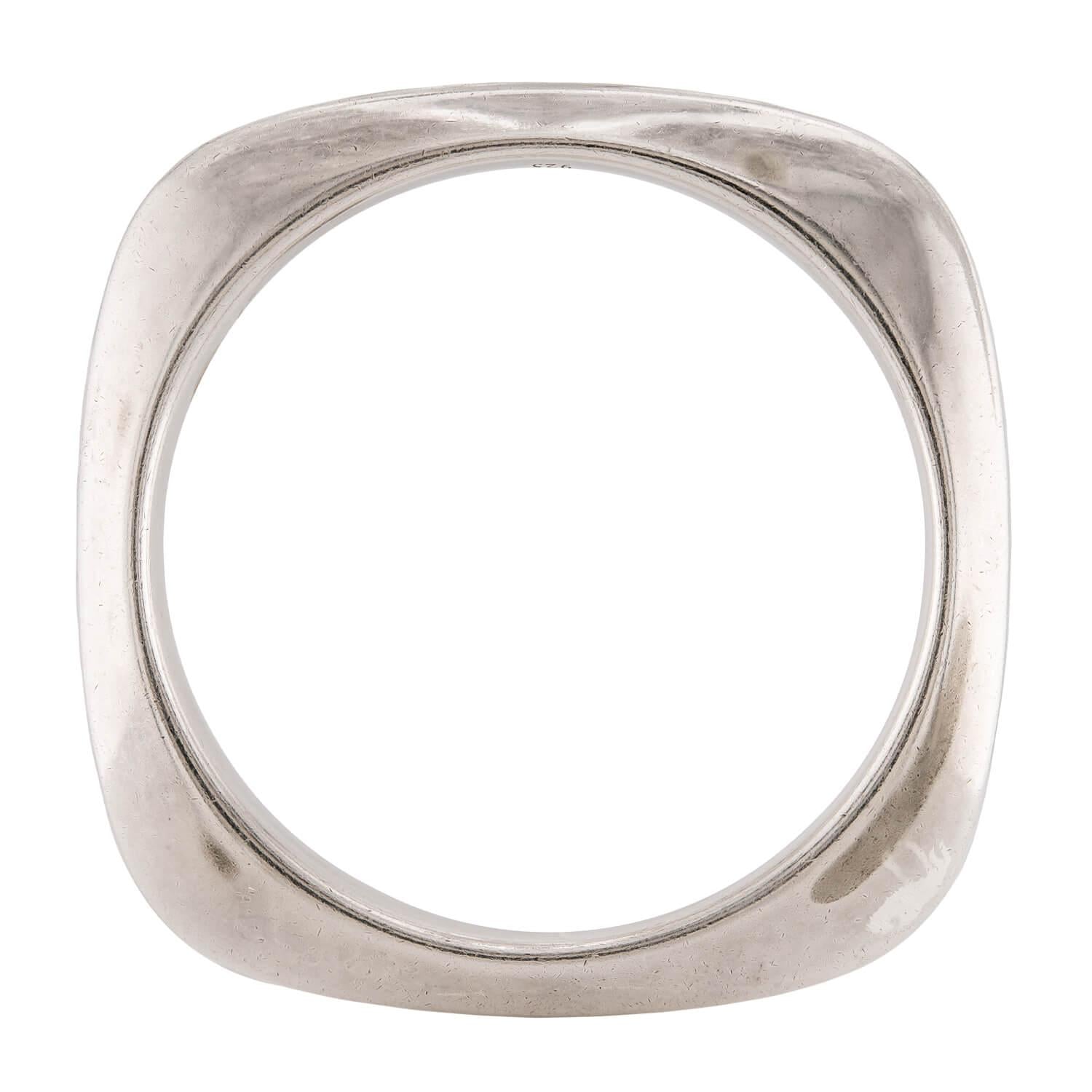 TIFFANY & CO. Estate Sterling Silver Square Cushion Bangle