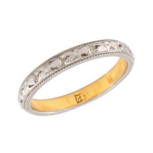 Edwardian 22k/Platinum Engraved Wedding Band