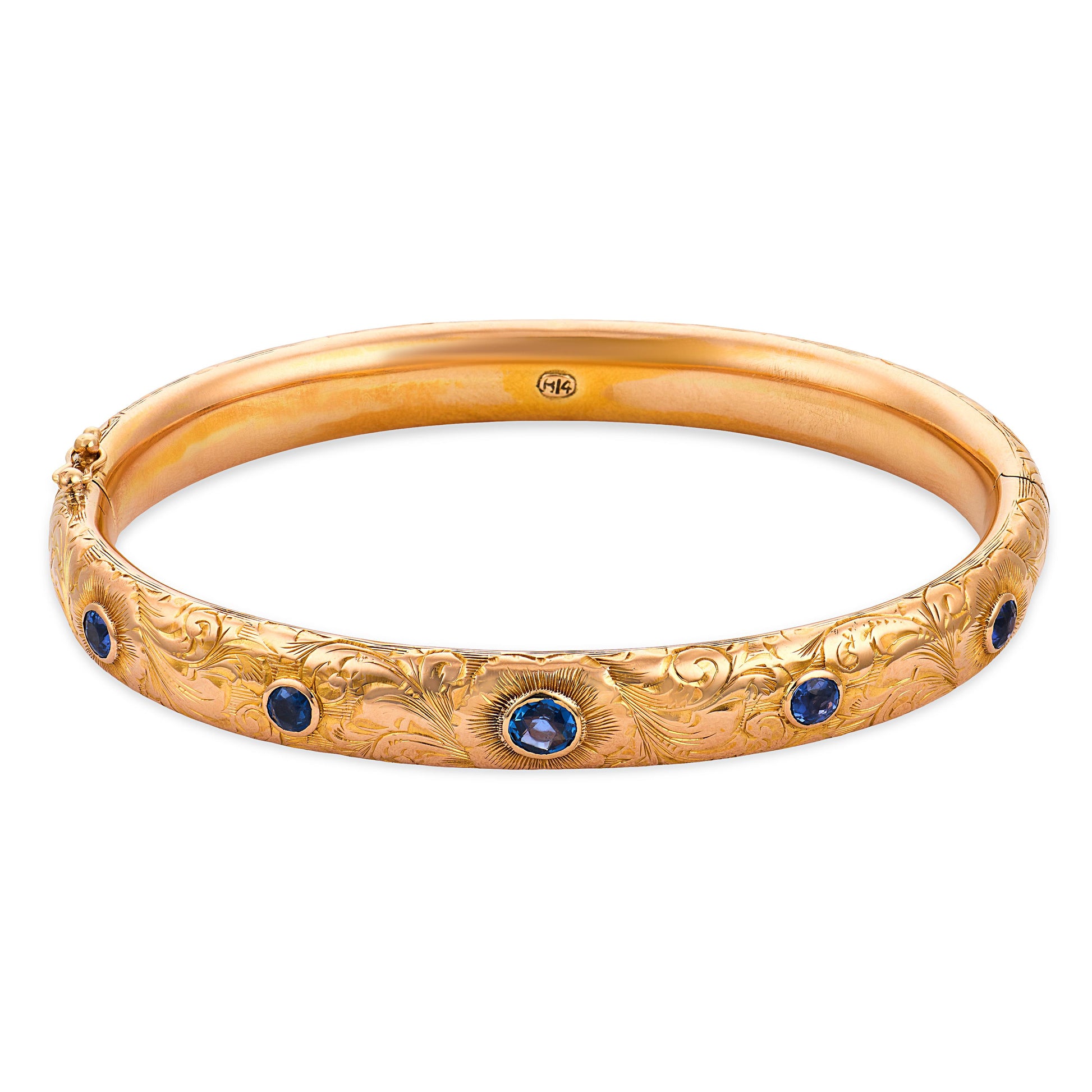 Art Nouveau 14k Sapphire Bangle