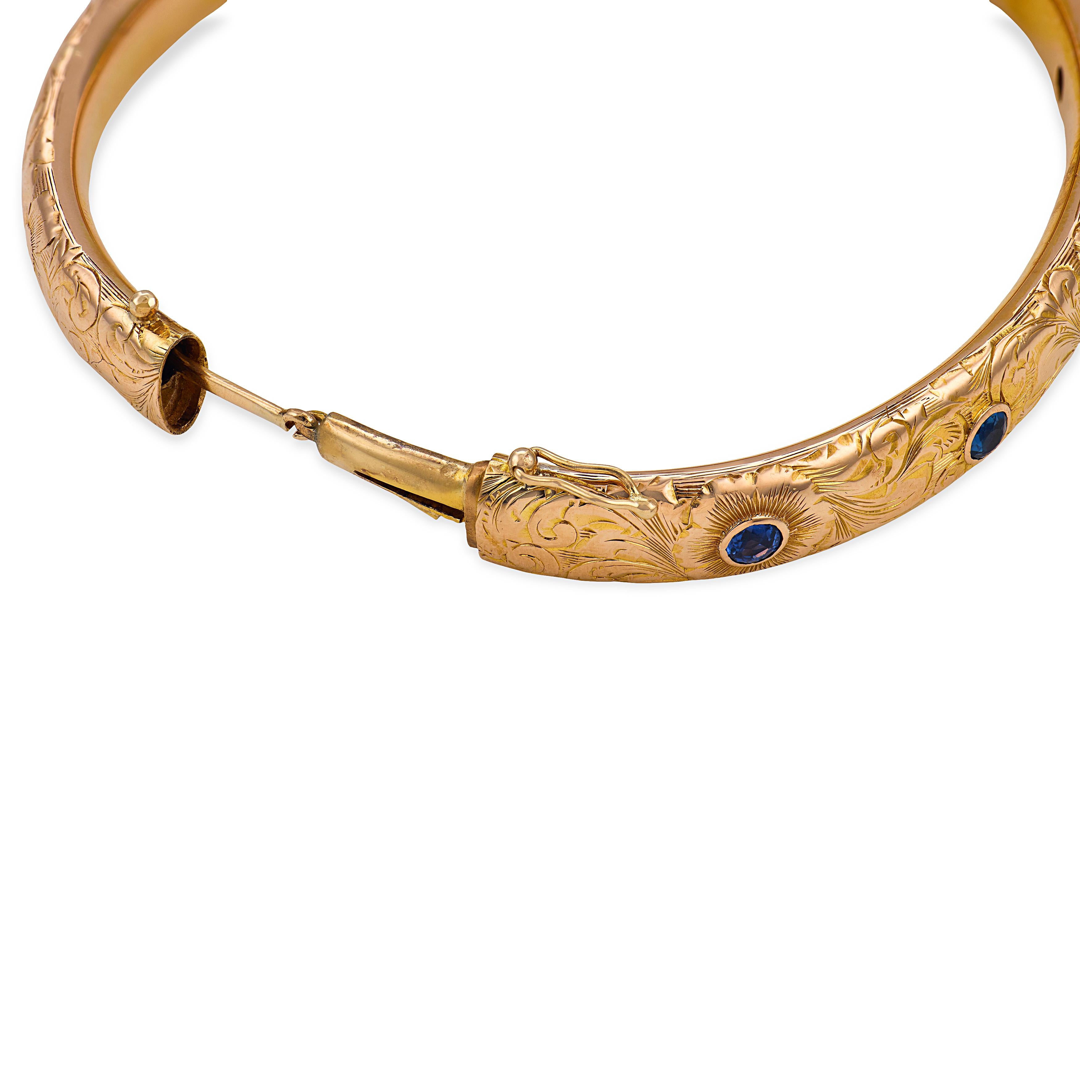 Art Nouveau 14k Sapphire Bangle