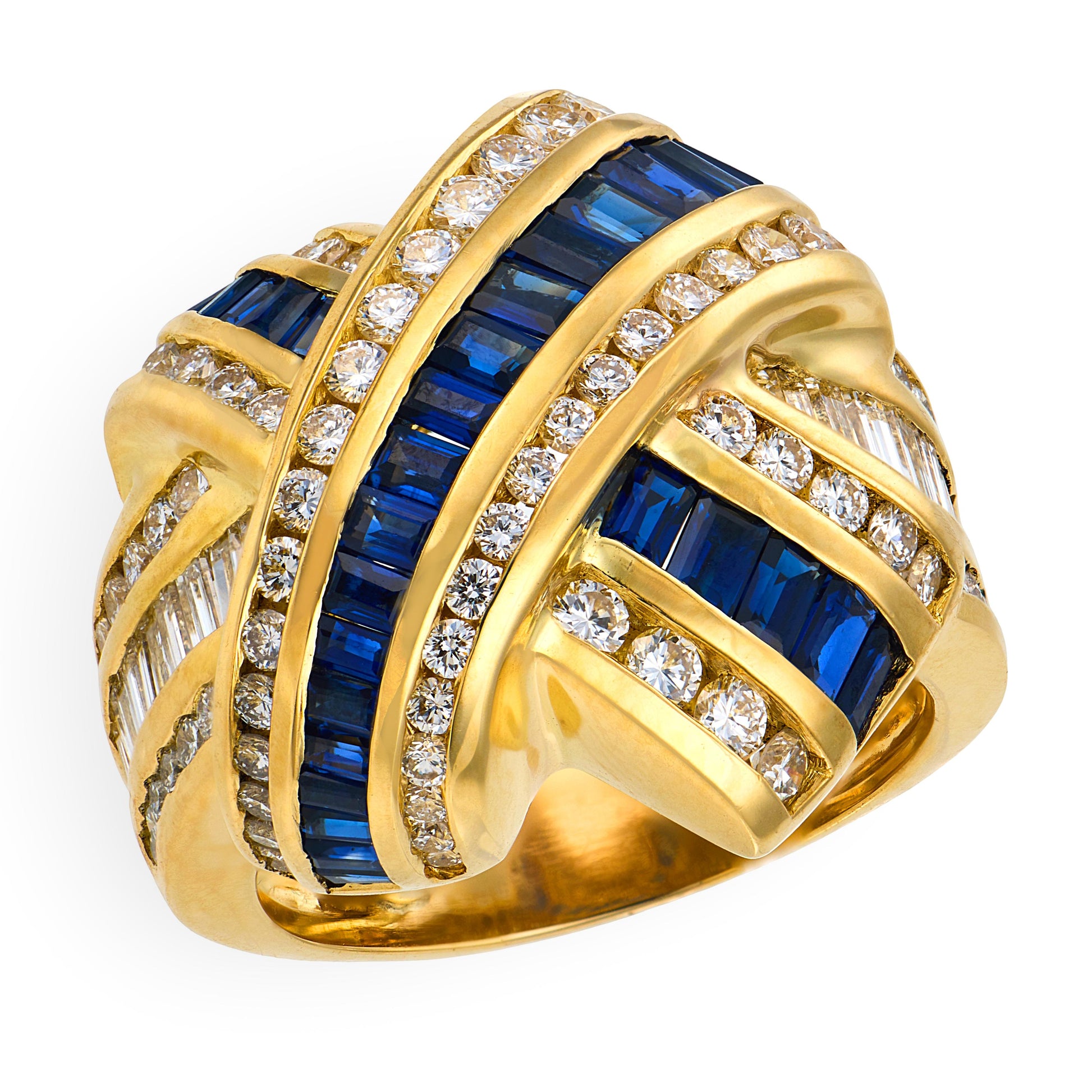 CHARLES KRYPELL Estate 18k Sapphire & Diamond Knot-Motif Ring