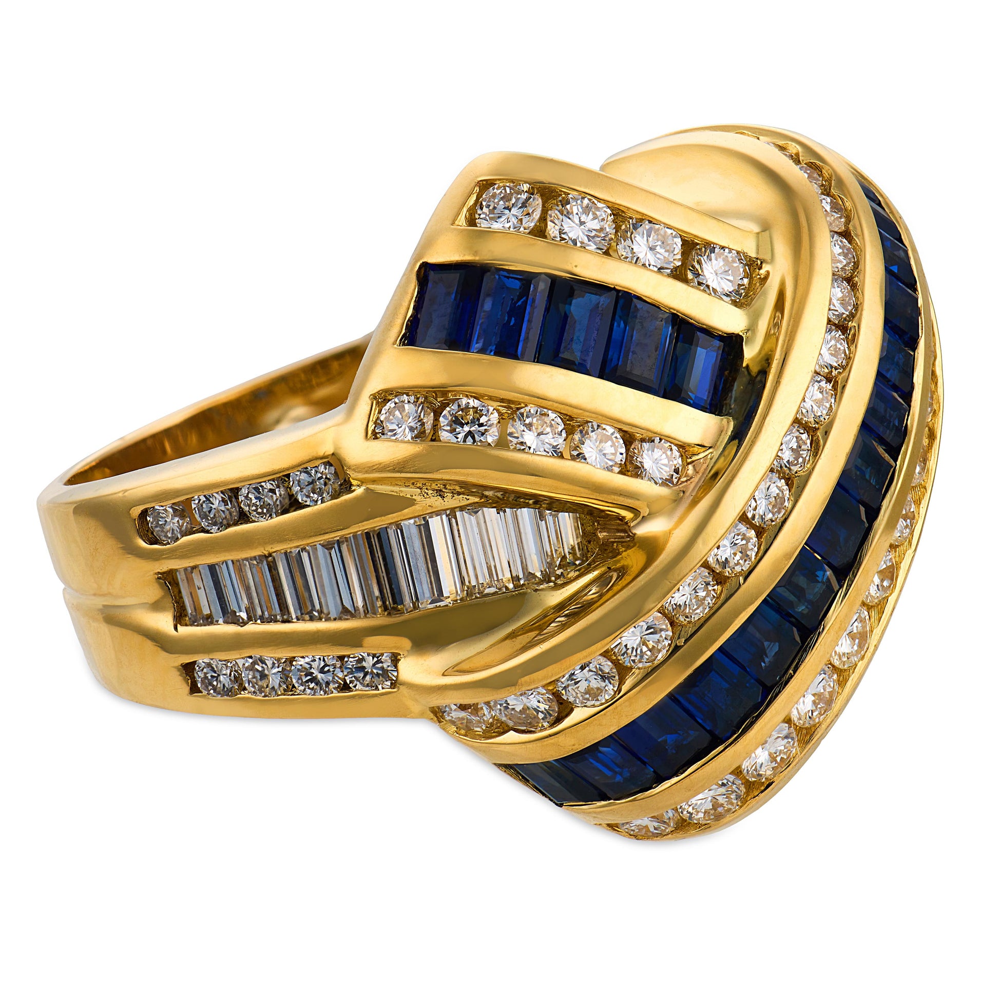 CHARLES KRYPELL Estate 18k Sapphire & Diamond Knot-Motif Ring