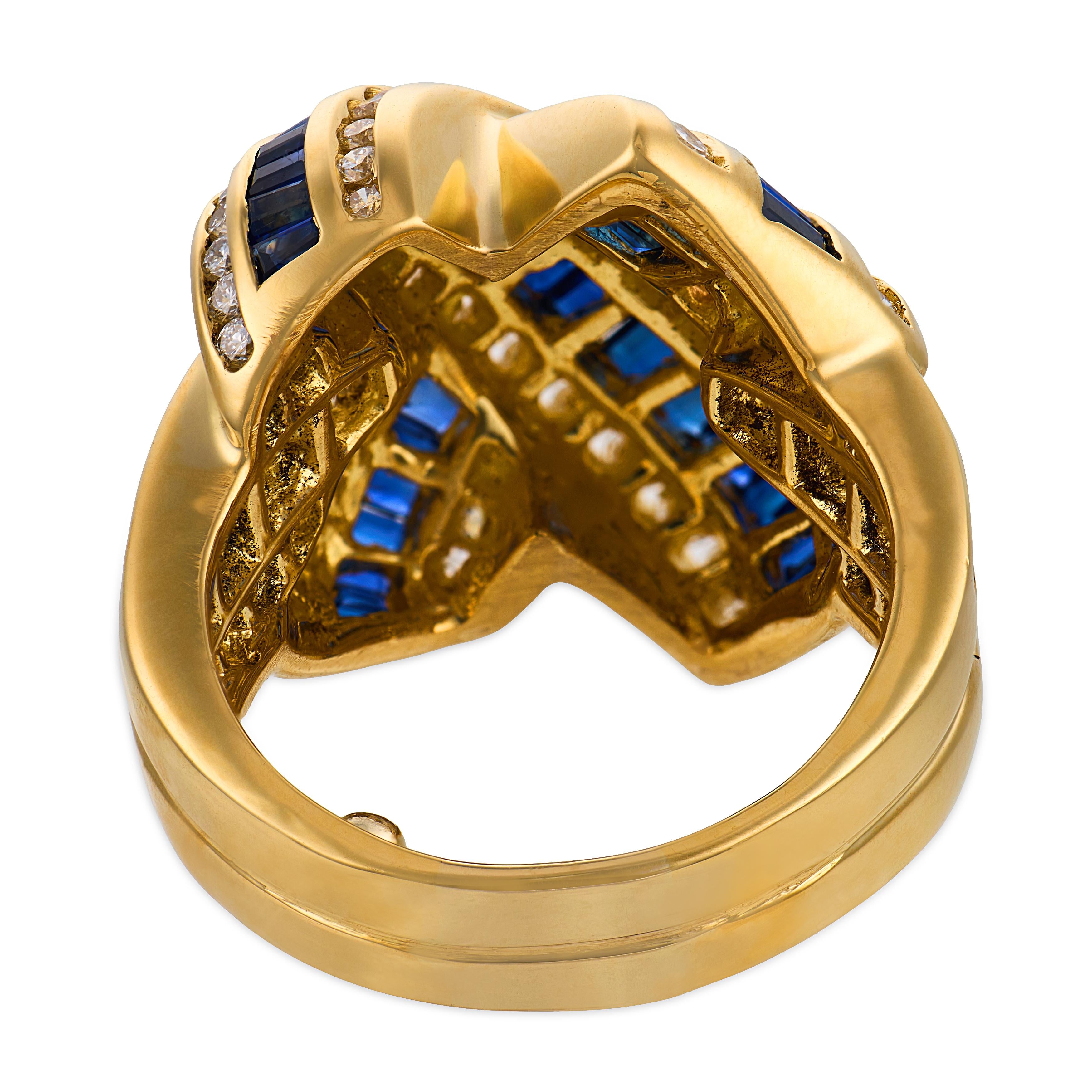 CHARLES KRYPELL Estate 18k Sapphire & Diamond Knot-Motif Ring