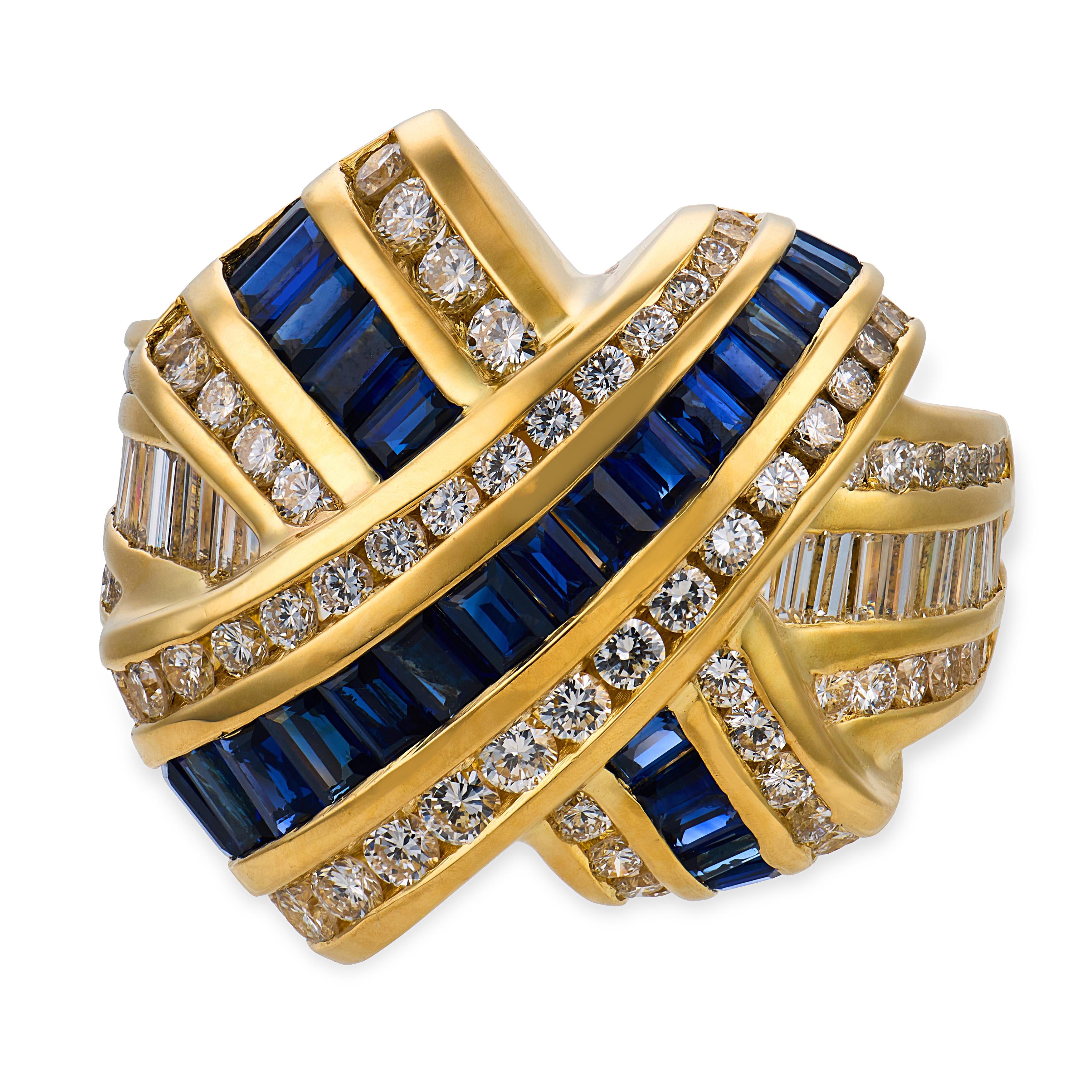 CHARLES KRYPELL Estate 18k Sapphire & Diamond Knot-Motif Ring