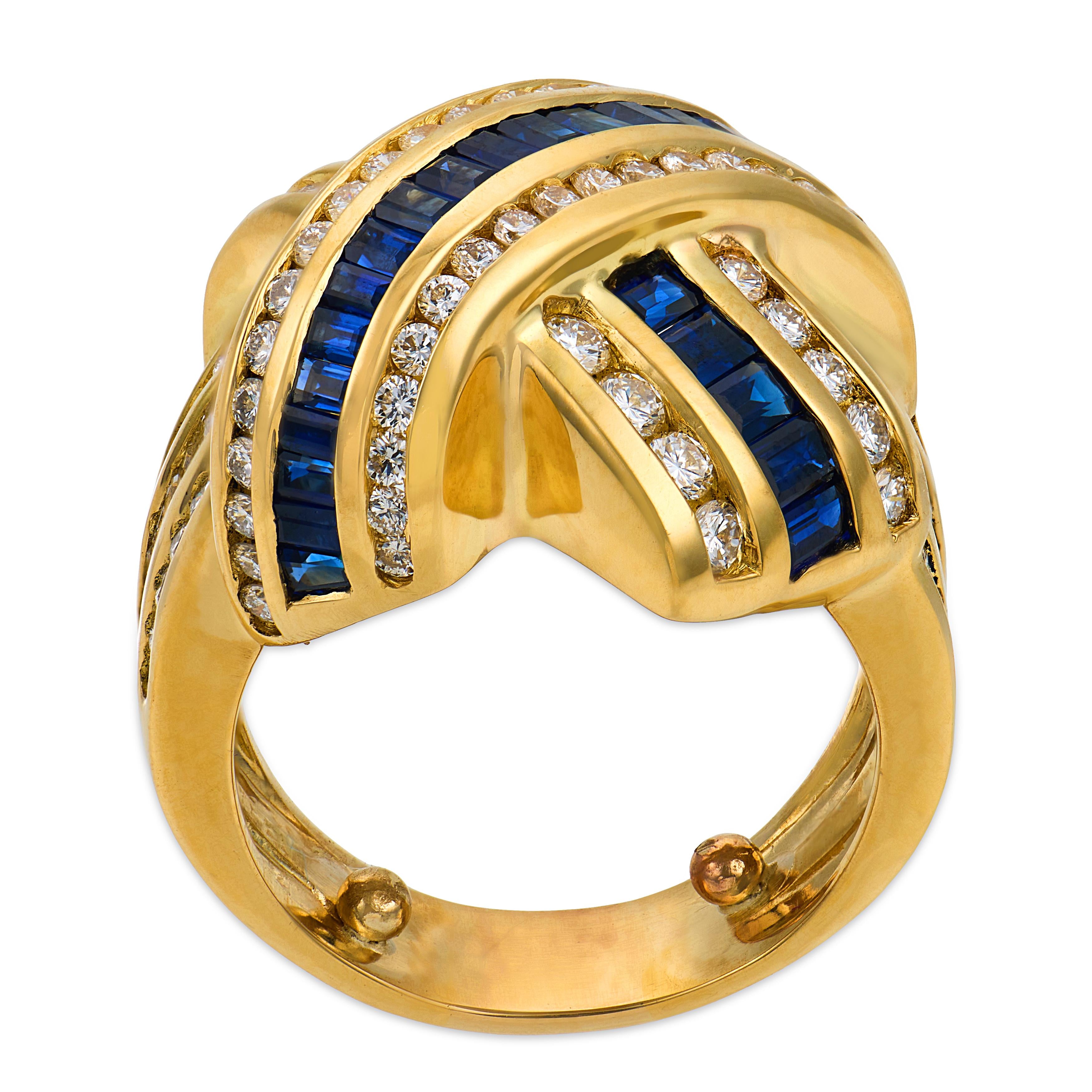 CHARLES KRYPELL Estate 18k Sapphire & Diamond Knot-Motif Ring