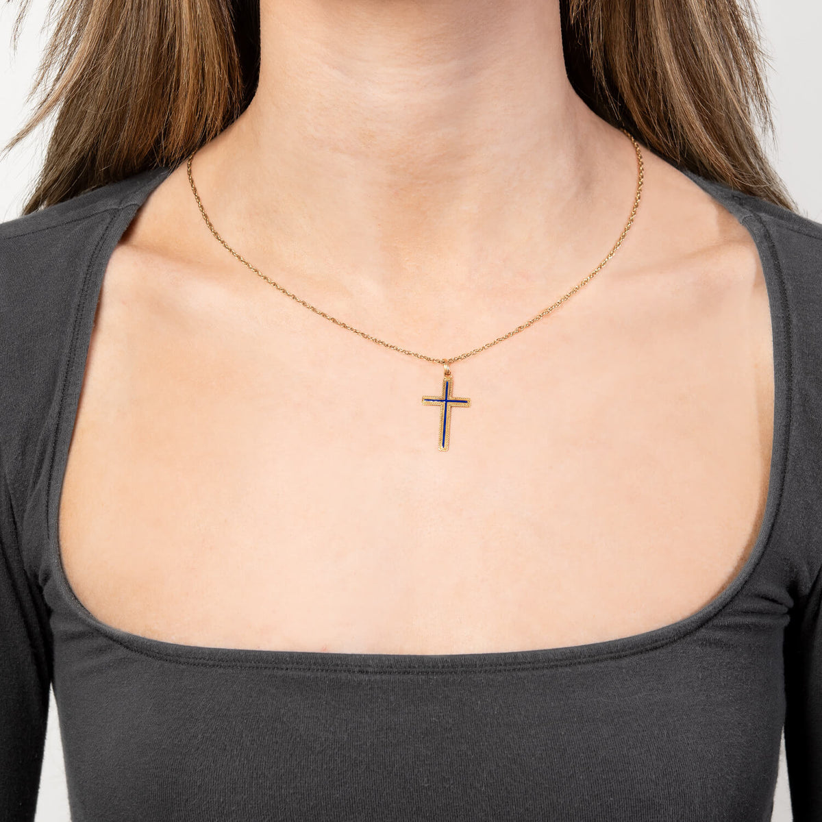 Vintage 18k Enamel Cross Pendant/Charm