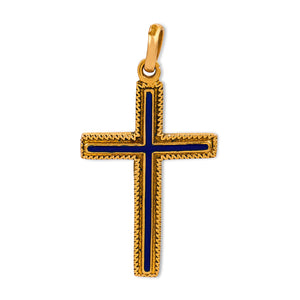 Vintage 18k Enamel Cross Pendant/Charm