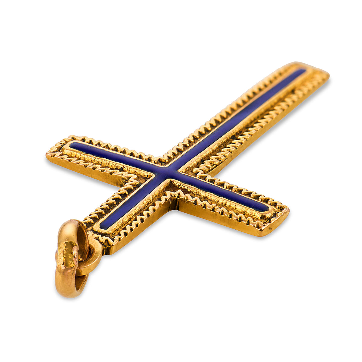 Vintage 18k Enamel Cross Pendant/Charm