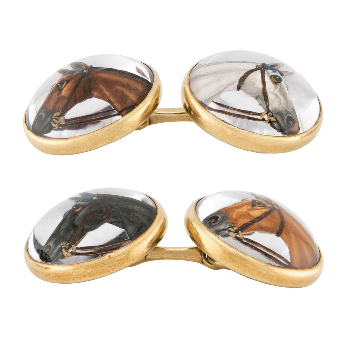 Edwardian 14k Essex Crystal Horse Cufflinks