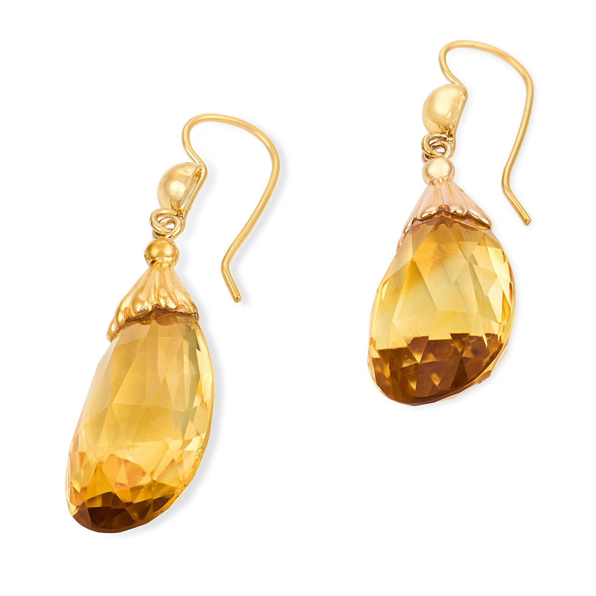 Victorian 18k Citrine Drop Earrings