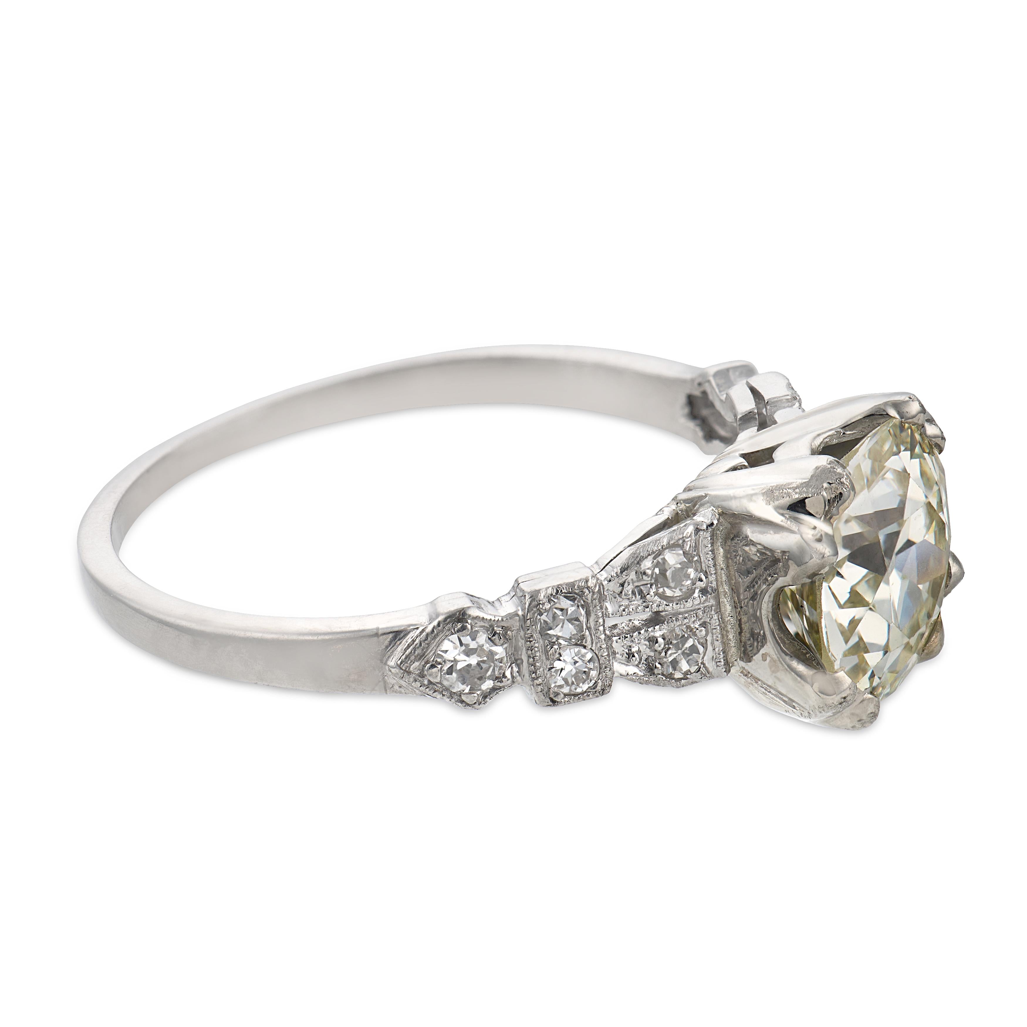 Art Deco Platinum Diamond Engagement Ring 1.59ct