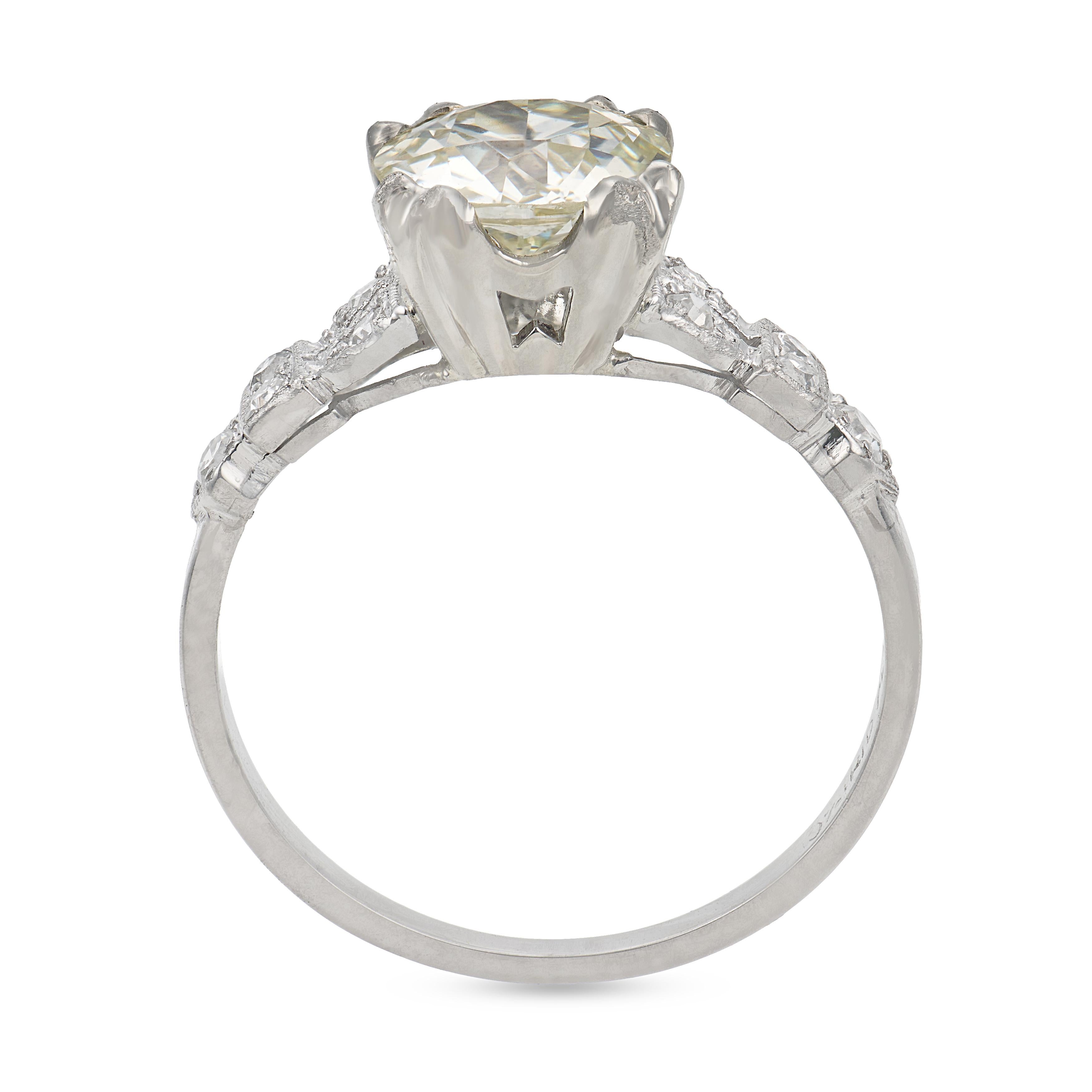 Art Deco Platinum Diamond Engagement Ring 1.59ct