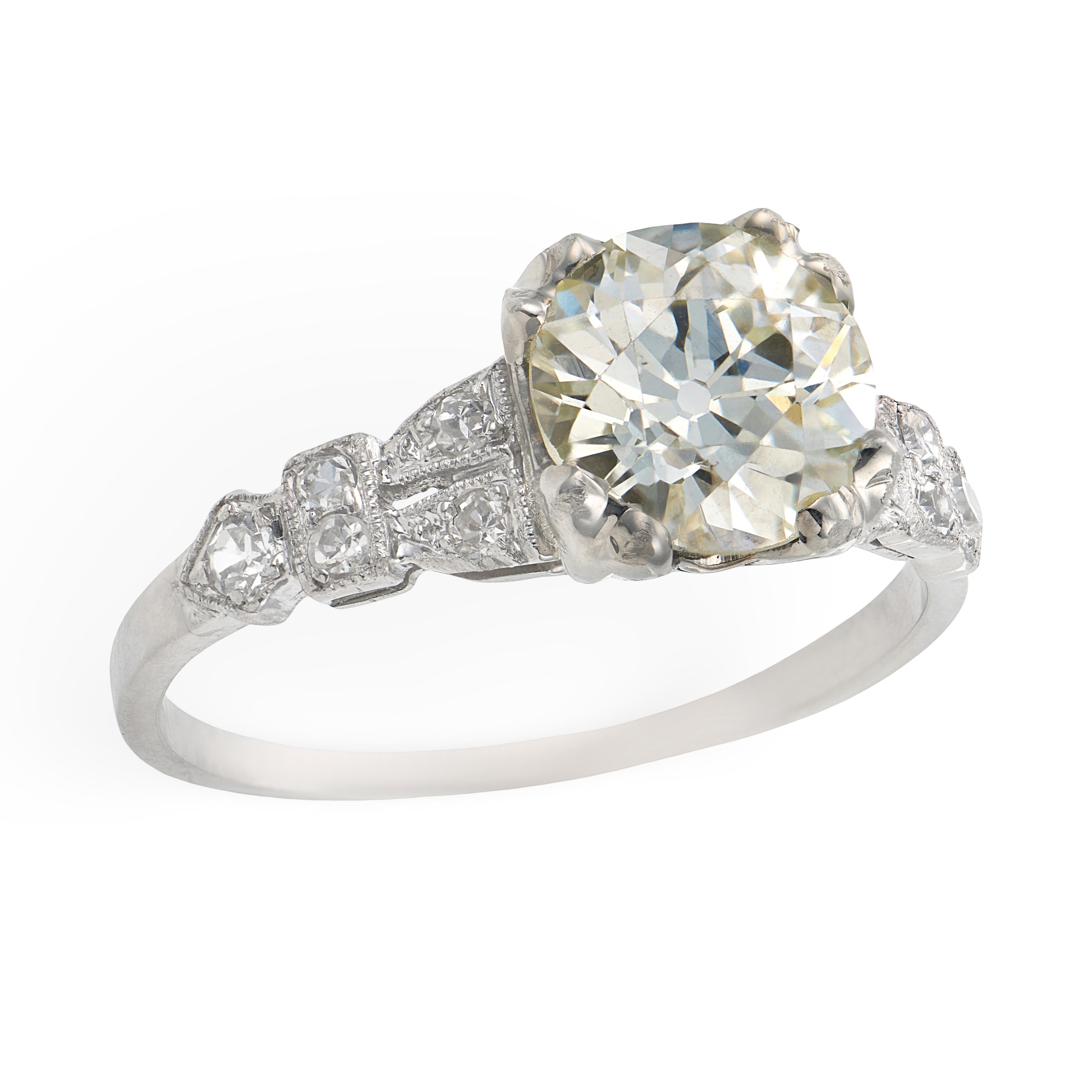 Art Deco Platinum Diamond Engagement Ring 1.59ct