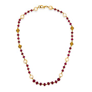 Estate 22k Ruby, Pearl, & Diamond Bead Necklace