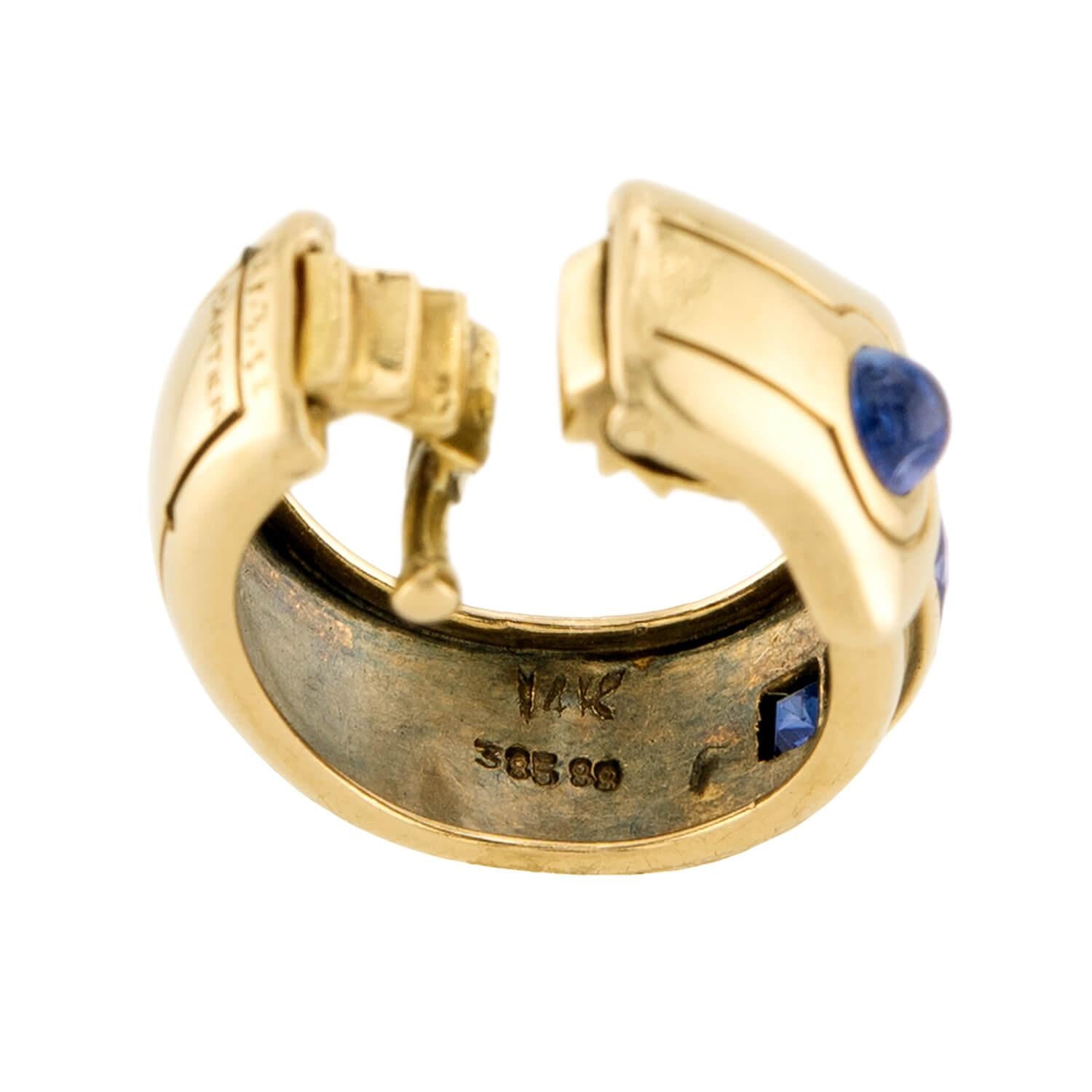 CARTIER Art Deco 14k Sapphire Clip Hoops