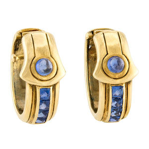 CARTIER Art Deco 14k French Cut Sapphire Clip Hoops