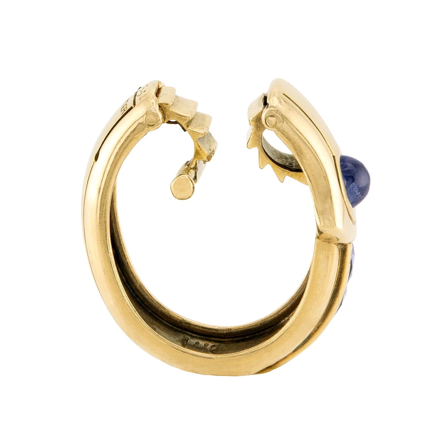 CARTIER Art Deco 14k Sapphire Clip Hoops
