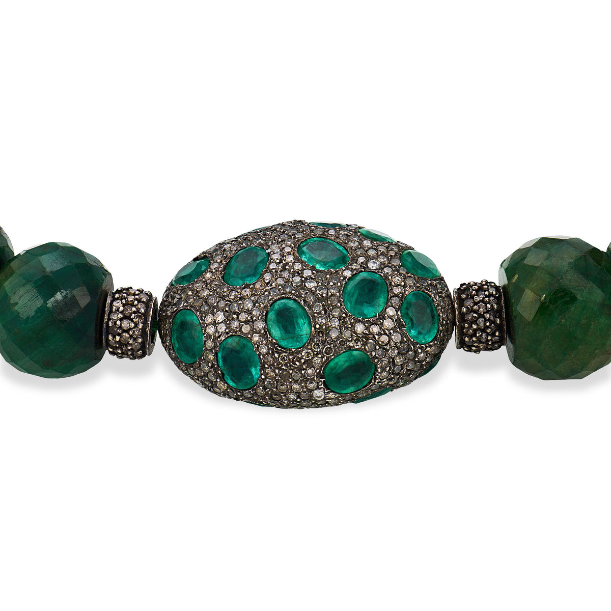 PATRICIA VON MUSULIN Estate Sterling Sapphire, Emerald, & Diamond Necklace