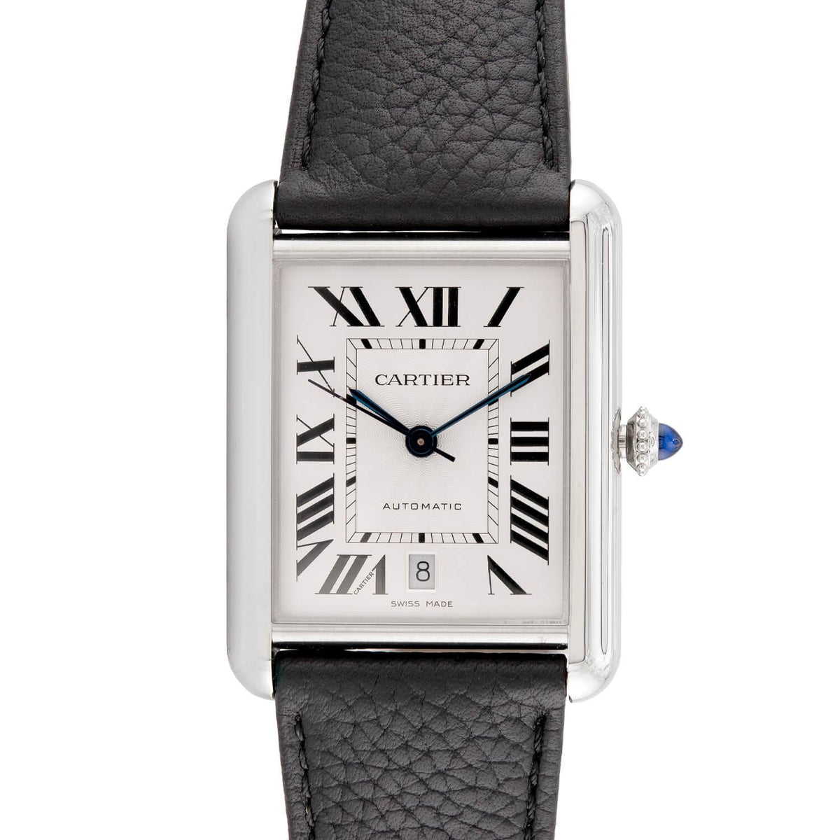CARTIER Estate Stainless Steel & Sapphire Tank Must Wristwatch