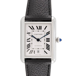 CARTIER Estate Stainless Steel & Sapphire Tank Must Wristwatch