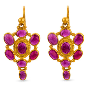 GURHAN Estate Indian 24k Ruby Dangle Earrings